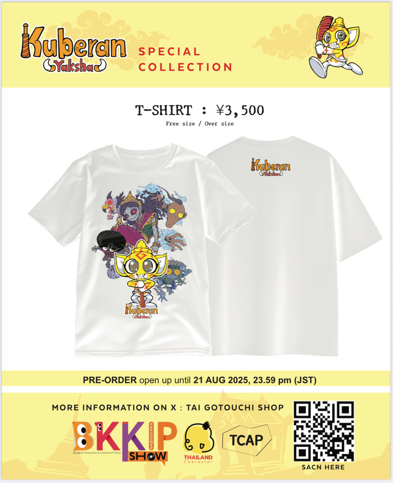 BKKIP-30 KUBERAN YAKSHA OFFICIAL T-SHIRT - WHITE TYPE 1