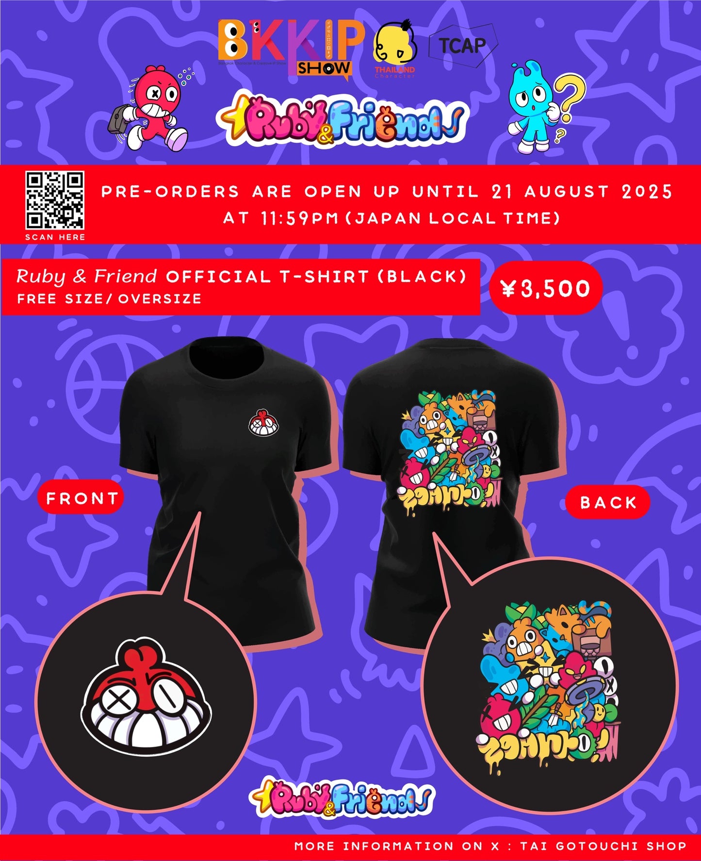 BKKIP-64 RUBY&FRIENDS OFFICIAL T-SHIRT - BLACK